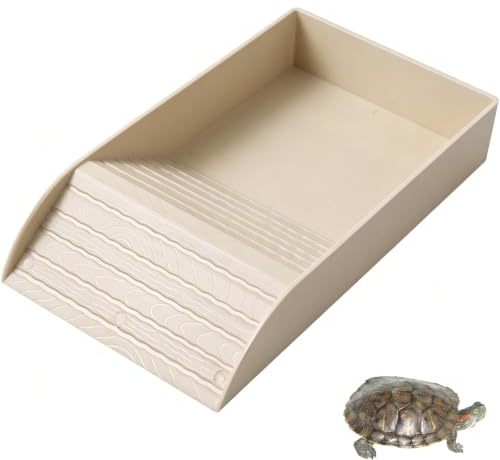 YULIAO Bol d'angle pour Tortue, Rampe de Piscine pour Reptiles(Teinte Bois) | Gamelle pour Reptile avec Rampe et Plateforme pour se Reposer, Convient aux tortues adultes et aux grands reptiles