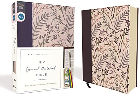 NIV, Journal the Word Bible, Cloth over Board, Pink Floral, Red Letter, Comfort Print: Reflect, Take Notes, or Create Art Next to Your Favorite Verses