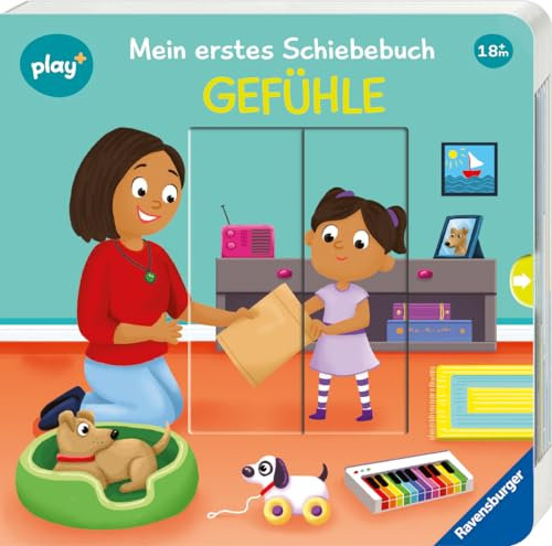 Ravensburger Play+ Mein erstes Schiebebuch: Gefühle, Buch ab 18 Monate, Gefühle-Buch für Kinder