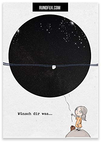 Rundfux® Wünsch dir was – Wunscharmband mit Bergkristall | Geschenkidee Kinder, Freunde Wunscherfüller (Nikolaus, Weihnachten Geburtstag)