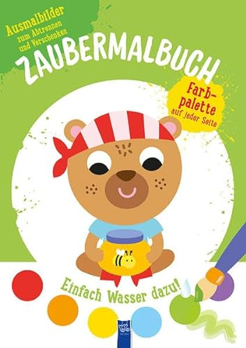 Zaubermalbuch - Bär (grün): Mit Pinsel und Farbpalette