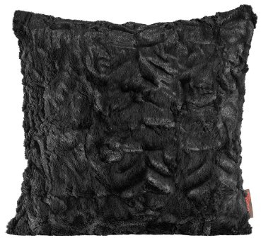 Fluffy Kissenhülle 40 x 40 cm kuschelweicher Plüsch in Felloptik (01 Schwarz) 1 Stück