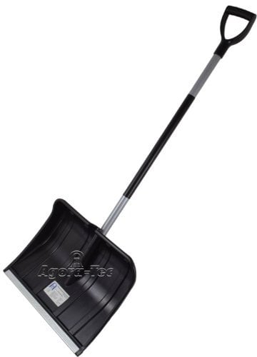 Agora-Tec® Schneeschieber Easy- Kunststoff Blatt mit auswechselbarer robuster Stahlkante: 48,5 cm breit, Stiel aus pulverbeschichtetem Stahl