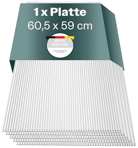 Jawoll Hohlkammerplatte für Gewächshaus Gartenhaus Treibhaus Nr. 4/605 x 590 mm | 34,26 €/m²