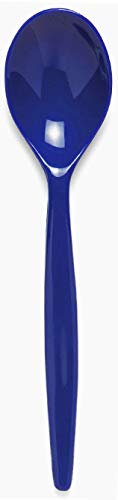 Harfield Royal Blue Dessert Spoon (20cm) - Pack of 10 Reusable Virtually Unbreakable Polycarbonate Plastic
