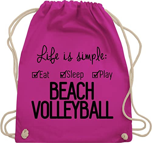 Turnbeutel Rucksack - Volleyball Geschenke Zubehör - Life is simple Beachvolleyball - Unisize - Fuchsia - für volleyballer volleyballtasche sport beach turn tasche kinderturnbeutel 25. geburtstag