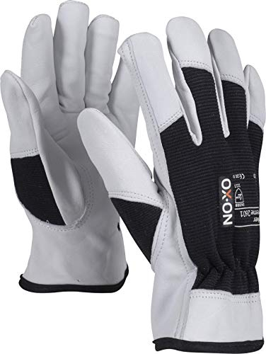 OX-ON HandschuhMan Stone Arbeitshandschuhe weiche Lederhandschuhe mit Spandexrücken Gr. 7-12, 1 Paar (11/XXL, Schwarz)