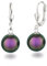 Schöner-SD Perlenohrringe 925 Silber Ohrhänger Perle hängend 10mm Iridescent Purple