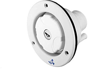 MASO Bouchon à serrure pour réservoir d’eau de camping-car, avec 2 clés, blanc