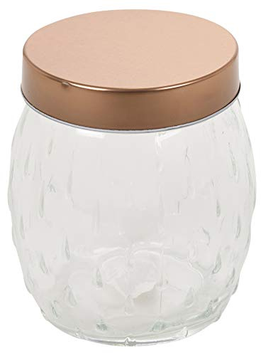 Hermetic Airtight Round Glass Food Storage Jars Canisters Containers with Copper Coloured Lid & Teardrop Design