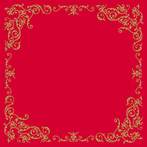 Tischdecken aus Airlaid | Mitteldecken 80 x 80 cm | Mank Einmal-Tischdecke für Gastronomie und Feiern | 20 Stück | Pomp (Rot-Gold)