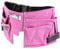 Professional Pink Double Leather Tool Belt with 11 Pouches, 2 Tool Loops and Long Adjustable Strap