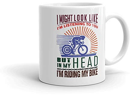 Novelty Mug - in My Head I'm Riding My Bike - Bike Gifts - Gifts for Cyclists - Bicycle Mug - Cycling Birthday Gift
