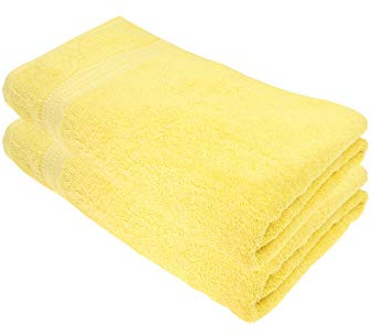 Julie Julsen® Bio Badetuch-Set, 2 Badetücher in 32 Farben erhältlich weich und saugstark Gelb 100x150 cm