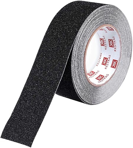 KESTKAS Nastro Adesivo Antiscivolo 50mm x 10m - Strisce Antiscivolo per Scale - Nastro Antiscivolo Nero - Adesivi per Scale Interne Esterne - per scale esterne