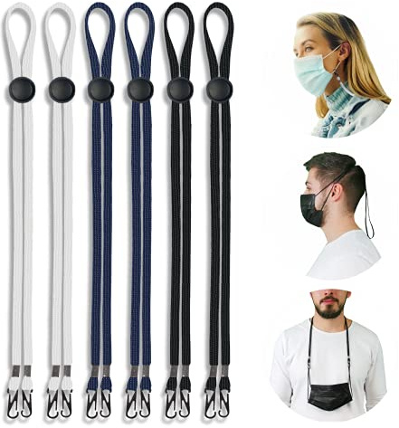 LANNYS Maskenkette, einstellbarer Maskenhalter, Maskenband für Mundschutz/Einwegmasken / FFP2 Maske, Maskenverlängerung, Maskenhalterung Hinterkopf, Brillenband, Brillenkette (Mehrfarbig, 6er Set)