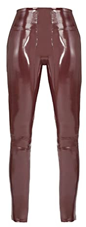SPANX Damen-Leggings mit rubinfarbenem Lack-Kunstleder, Rubin, XL