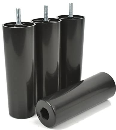 Prima-Online woplus 4X Füße aus Kunststoff Beine Möbelgleiterfuß Möbelfüße Möbelbeine Schrank Beine schwarz Plastik Höhe 150 mm mit Gewindestift M8x25mm (150mm [4 Stück])