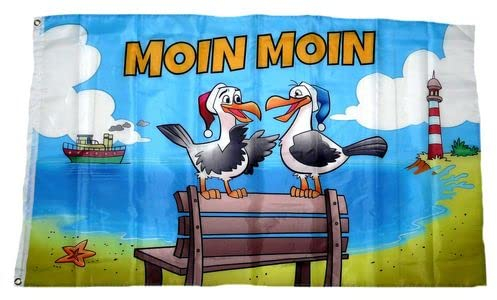Fahne/Flagge Moin Moin Möwen Bank 90 x 150 cm