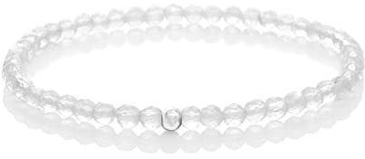 BERGERLIN Bergkristall Armband echt mit 925 Sterling Silberperle - facettierte Perlen - Größe S