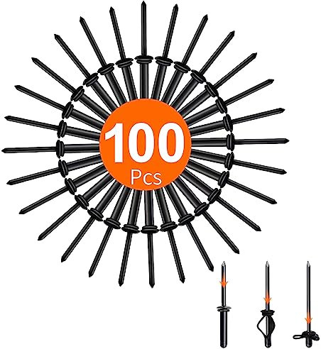 Lot de 100 rivets à trois poignées de 3/16 po x 2,5 cm – Rivets pop décoratifs marins à trois plis avec joints toriques étanches, rivets tri-grip pour bateau, canoë, rivets aveugles en aluminium,