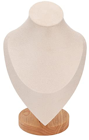 Creahappy 4 Farben/Packung Samt Halskette Display Büste Ständer Halskette 3D Schmuck Kette Organizer Mannequin Modell Display Ständer für Zuhause Schlafzimmer(Beige)