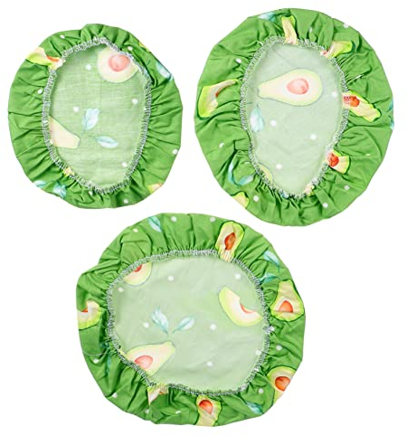 BESTonZON 3st Staubschutz Für Lebensmittel Bienenwachspackung Teigabdeckung Elastische Lebensmittelabdeckungen Schüssel Frischhalte Deckel Stretch Deckel Brot Baumwolle Stoffdecke Gedruckt