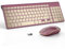JOYACCESS Clavier et souris sans fil, 2,4 g, fins et ergonomiques, design portable pour ordinateur portable/fenêtre/ordinateur - rouge vin doré