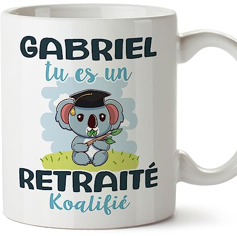 Mugffins Tasses Personnalisables pour RETRAITÉ homme - En Français - Cadeau Personalisé- Koalifies Personalisés - 11 oz / 330 ml