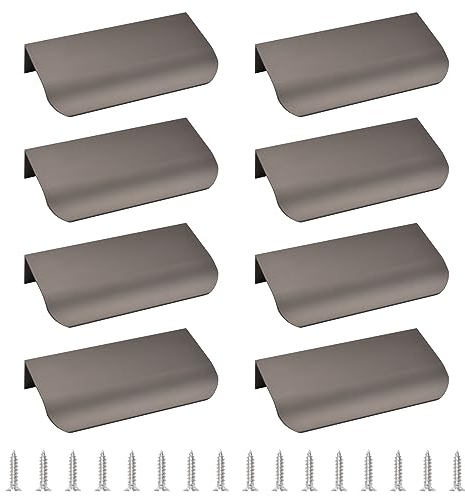 MOROBOR - Juego de 8 asas de cajones de aleación de aluminio para muebles de cocina, 80 mm, color gris antracita