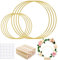CoKeeSun 8 Stück Metallringe zum Basteln Set, 30cm+20cm Gold Metallring mit fuß, Metall Dekoring mit 4 Stück Holz Kartenhalter für Hochzeitskranzdekor Tischdekoration Wandbehang Blumen-Makramee