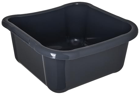 KADAX Ciotola rettangolare per la biancheria, robusta vasca per il lavaggio con comode maniglie, contenitore per la pulizia, ciotola compatta (grigio scuro, 8 l)