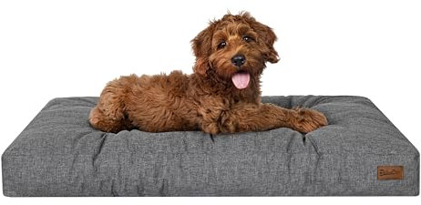PillowPrim Hundebett, rechteckige Form, Haustiermatratze, Katzenbett, Hundekissen, Korb, Hundesofa, Liegeplatz, Gesteppt, Kissen, für mittelgroße Hunde, Anthrazite