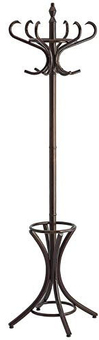 Berlinlodge Freistehender Garderoben- & Regenschirmständer aus Holz | Höhe 185cm | Drehbare Krone & 12 Haken | Braun