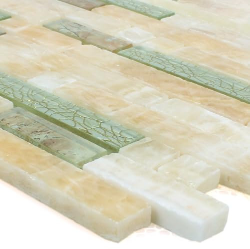 Muster von Mosaikfliesen Onyx Larinera Gold Verbund