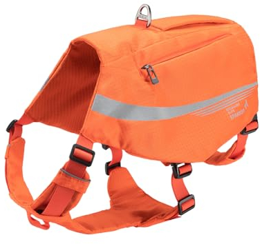EXCELLENT ELITE SPANKER Y-förmiger reflektierender Hunderucksack mit Henkeltaschen Keine Zug-D-Ringe Leichte Wanderausrüstung für Hunde Jagd Camping Reisen（ORG）