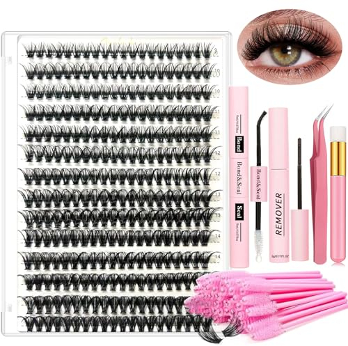 Kit Extension Cils DIY Kit De Cils Spécial Pour Débutants 280 Mèches de Cils Bouclés 40D Longueur Colle Adhésive Et D'étanchéité Lash Remover Pinces à épiler Outil Applicateur de Cils