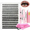 Kit Extension Cils DIY Kit De Cils Spécial Pour Débutants 280 Mèches de Cils Bouclés 40D Longueur Colle Adhésive Et D'étanchéité Lash Remover Pinces à épiler Outil Applicateur de Cils