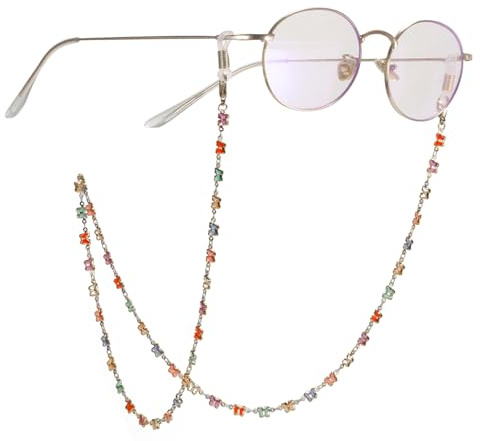 TEAMER - Chaîne de lunettes colorée en forme de cœur avec perles en papillon - Cordon pour lunettes de lecture pour femmes, 30.71*0.26 inch