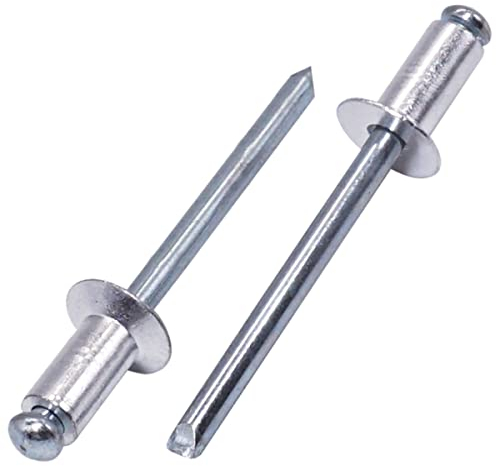 SKIR'CO Lot de 400 rivets aveugles en aluminium 5,0 x 16 mm, mandrin en acier, rivets pop à tête bombée, rivets DIN 7337, foret inclus