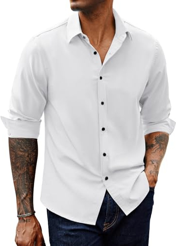 PJ PAUL JONES Herren Hemd Langarm Businesshemden Bügelfrei Regular Fit Freizeithemden Button Down Hemd (Weiß, XL)