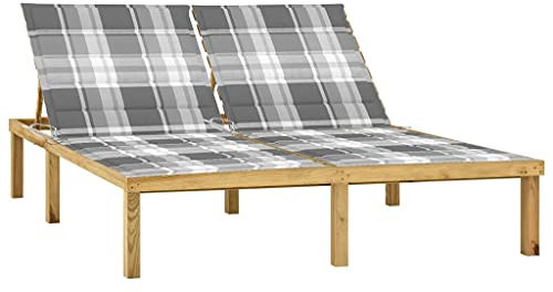 HEFZGDB Doppel-Sonnenliege mit Auflagen Kiefernholz Imprägniert Feldbett Gartenliege Strandkorb Geeignet für Pool, Terrasse, Garten.