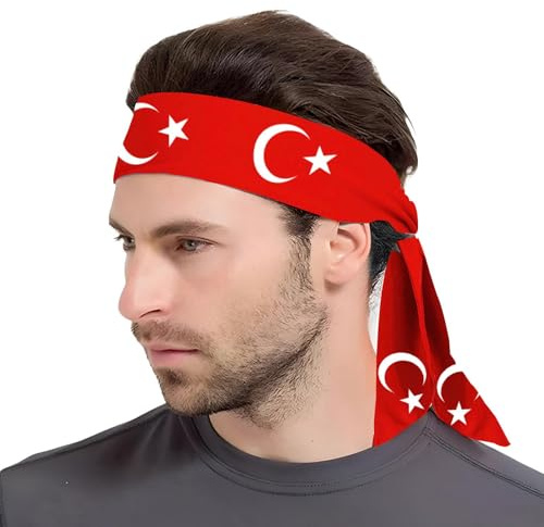 Sport-Stirnbänder,Lauf-Stirnbänder - Stirnbänder mit Türkei-Flagge, Sport-Schweißband zum Laufen,Atmungsaktives Haarband zum Binden für Radfahren, Yoga, Tennis und Laufen