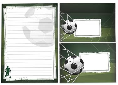 Briefpapier-Set Briefblock Heft mit Umschlag für Jungen Mädchen Kinder Fußball Fussball (1 Block A5 mit 25 Blätter + 15 Umschläge)