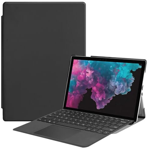 DayQiQiPu Case for Microsoft Surface Pro 7+/7/6/5/4 12.3 Inch Ultra-Thin Tablet Case with Folding Stand, Multi View, Shockproof, Magnetic Closure - Black