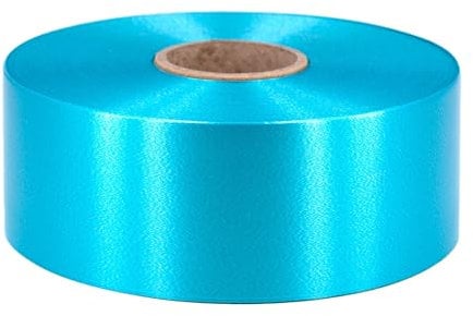 Geschenkband Ringelband 50mm x 100m wasserfest - 30 FARBEN in 5/10/19/31/50mm - Dekoband aus Kunststoff - Polyband Schleifenband zum Basteln von Weihnachtssternen & Autoschleifen - Türkis