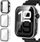 ivoler 3 Piezas Funda Dura PC para Apple Watch Series 10 42mm, Protección Completa Protector de Pantalla de Cristal Vidrio Templado Antigolpes Anti-arañazos Estuche Carcasa, 2 Transparente + 1 Negro