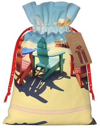 HDSKFNS Strandkörbe und Landschaften, Jutebeutel, Weihnachten, Kordelzug, Urlaub, Neujahr, Party, Zuhause, Büro, Verpackung