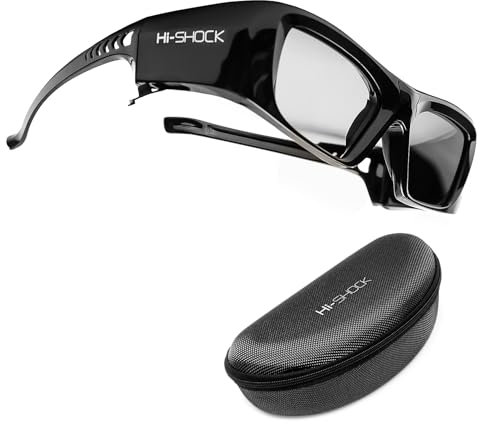 Hi-SHOCK Occhiali 3D attivi Black Diamond compatibili con Sony JVC, Epson 3D RF Proiettore - Sostituzione per SSG-3570CR, TDG-BT500A, TY-ER3D5ME, TY-ER3D6ME - 120 Hz - ricaricabili | Con custodia per