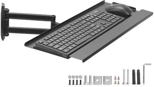 ZYXQQJ Wall Mount Keyboard Tray Ergonomic Adjustable Typing Platform Hidden Storage Plate 24inch Large Workstation For Most Desks(45x22cm/18 x9)